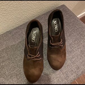 XOXO Jasmine Suede Ankle Bootie 4" Heel